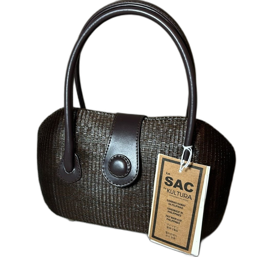 Le Sac Kultura Oval Bunyan Handbag with Leather Strap and Clasp